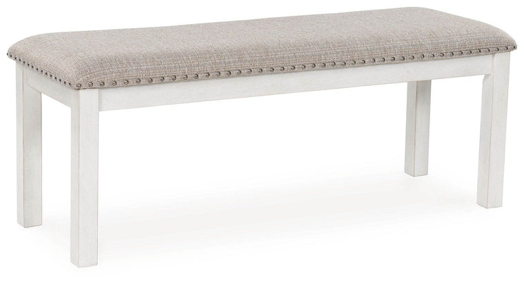 Robbinsdale - Antique White - Large Upholstered Dining Room Bench - Forward Furniture