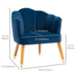 Modern Accent Chairs with Cushioned Seat, Upholstered Velvet Armchair for Bedroom, Living Room Chair with Arms and Wood Legs, Blue