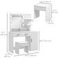 Illuminated Dressing Table Set, LED Vanity Table Set with Stool, LED Mirror, Drawer and Cabinet Shelves for Bedroom
