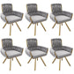 Set of 6 Velvet Dining Chairs with Upholstered Ergonomic Seats, Industrial-Chic Swivel Chairs with Metal Legs, 25'' L x 25'' W x 34'' H, Gold+Gray
