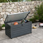 82 Gallon Garden Storage Box, Waterproof Outdoor Storage Container with Wheels and Handles, Dark Grey
