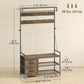 6-In-1 Hall Tree with Shoe Storage, Coat Rack Shoe Storage with 10 Hooks, 2 Fabric Drawers, Rustic Brown