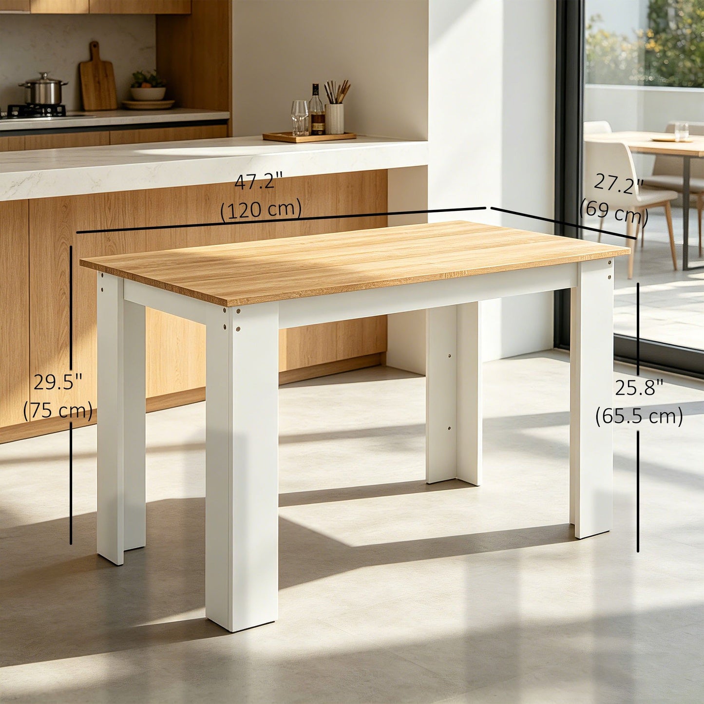 47" Wood-Effect Dining Table for 4-6 - Oak