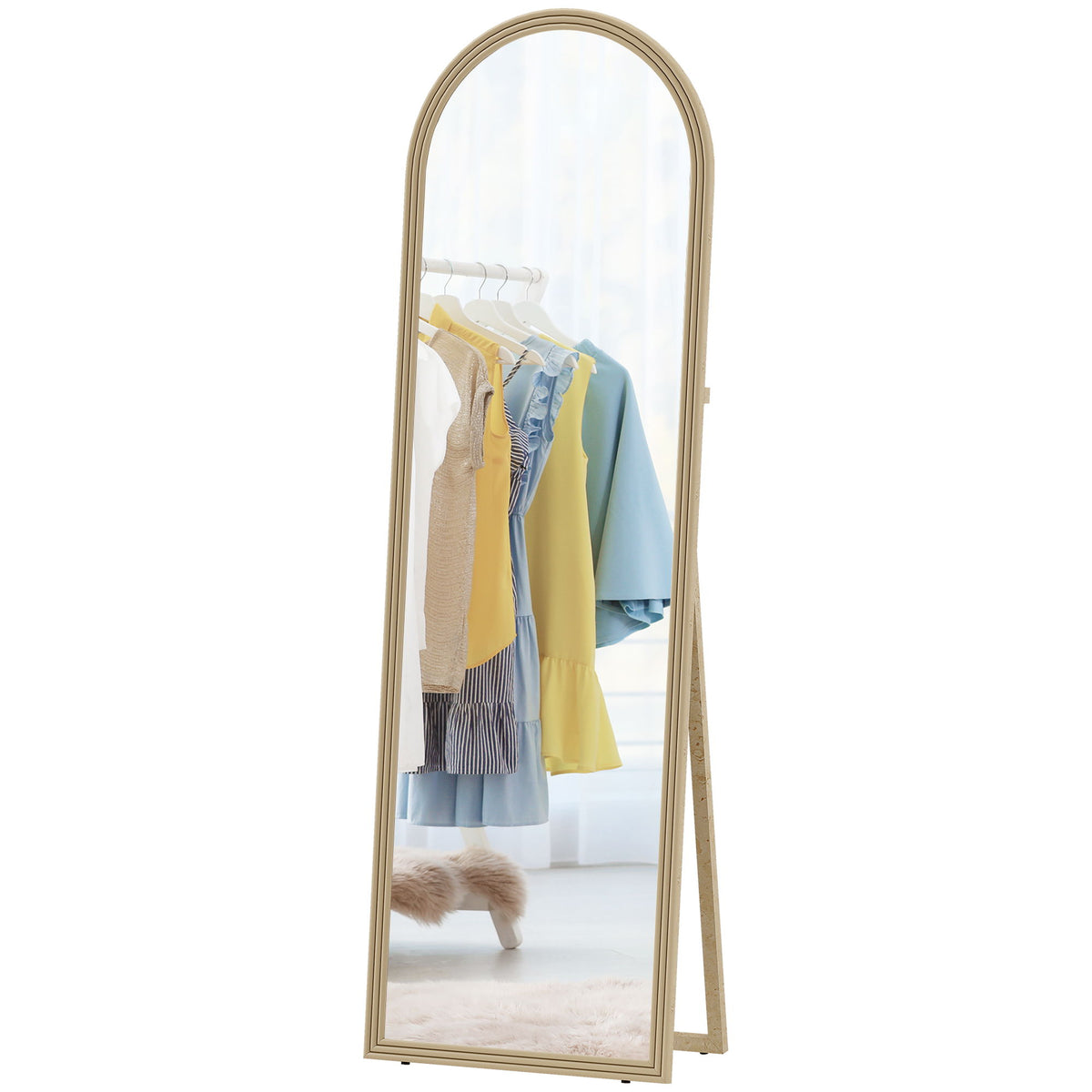 Sara Full Mirror w/ Faux Stone Frame- Beige