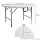 Φ48" Folding Patio Table, Outdoor HDPE Picnic Table, Card Table for 6, Round Folding Banquet with Metal Frame, White