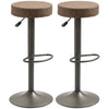 Set of 2 Adjustable Swivel Bar Stools with Footrest - Brown