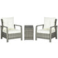3 Pieces Wicker Patio Furniture Set, Rattan Bistro Set with Storage Coffee Table and Thickened Cushions, Outdoor Conversation Set for Garden, Porch, Balcony, Beige