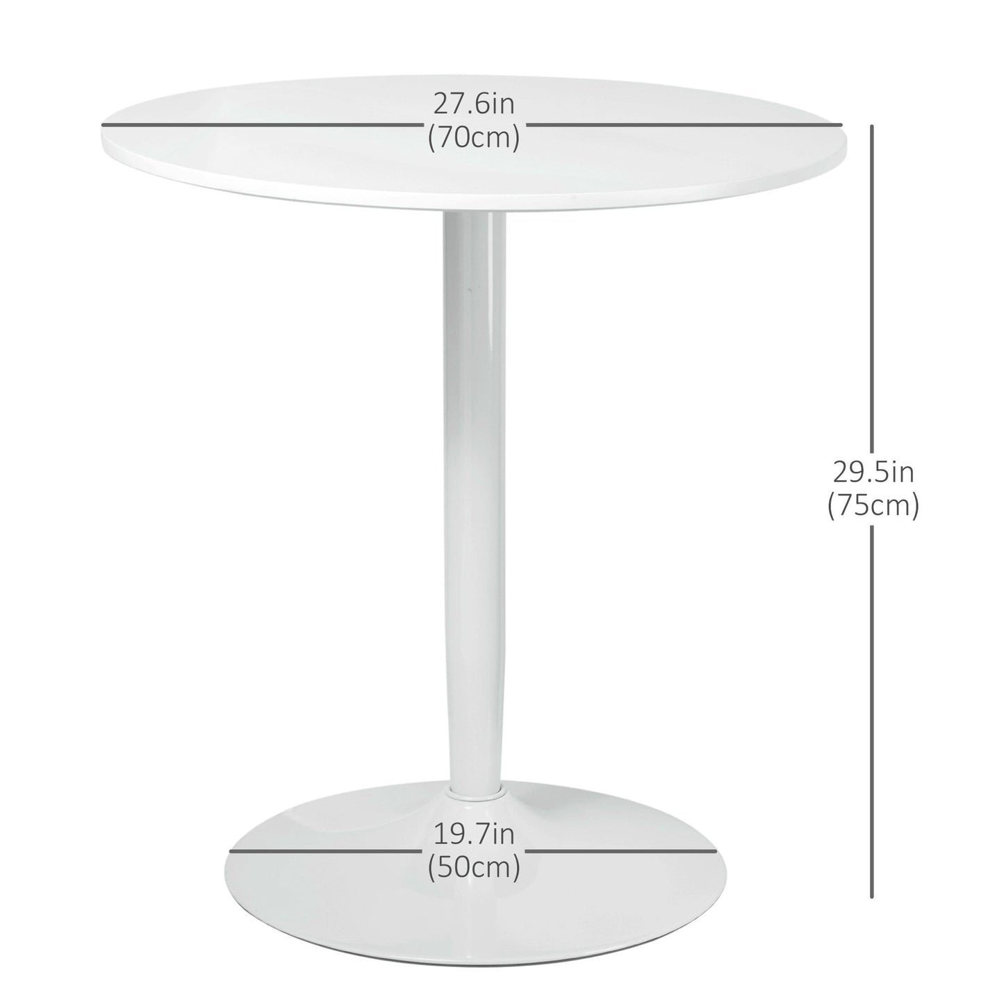 Round Dining Table with Steel Base - White