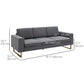 3 Seater Sofa, Linen Upholstered Cozy Padded Couch with Steel Leg, Backrest and Wide Armrest, for Living room, Bedroom, Dark Grey