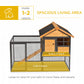 Rabbit Hutch Outdoor, 48"L Large Wooden Bunny Cage with Run, Bite-Resistant Metal Frame, Removable Plastic Tray, Asphalt Roof, Ramp, Guinea Pig Cage for 1-2 Rabbits, Yellow