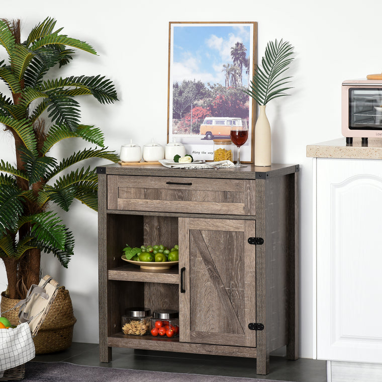 Rustic Barn Door Buffet Sideboard - Dark Oak