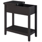 Flip-Top End Table with Cabinet - Dark Coffee