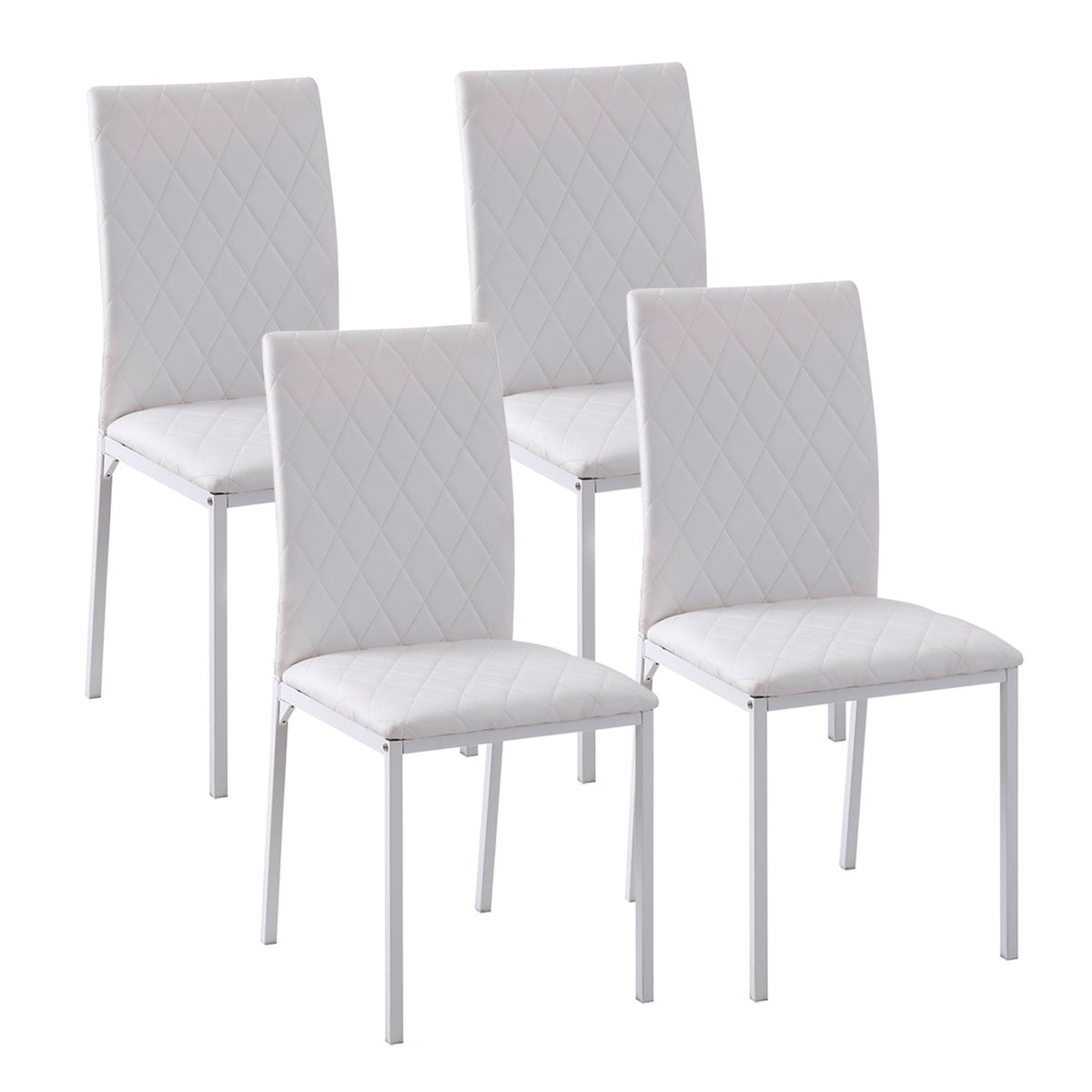 Faux Leather Dining Chairs Set of 4 - White