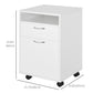 24" Small Filing Cabinet with Drawer and Wheels - White