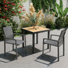Set of 2 Outdoor Stackable Garden Dining Chairs, Patio Chairs with Breathable Fabric Seat, Armrests and Backrest for Patio, Balcony and Backyard, Dark Grey