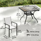 5 Piece Outdoor Patio Dining Set, Dining Table and 4 Stackable Chairs with Umbrella Hole, Shelf
