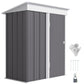 Outdoor Storage Shed, Steel Lean-to Shed with Adjustable Shelf, Lock, Gloves, 5'x3'x6', Grey