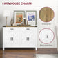 Sideboard Buffet Cabinet, Farmhouse Kitchen Storage Cabinet w/ 2 Drawers and Shelves for Living Room, Entryway