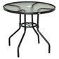 31.5" Round Outdoor Dining Table Coffee Side Bistro Table with Umbrella Hole, Glass Top, Steel Frame for Garden, Patio