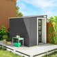 5'x7' Lean to Galvanized Metal Shed with Foundation, Garden Tool Storage House with Sliding Door and 2 Vents, Dark Grey