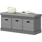 Shoe Storage Bench with Seat, Entryway Bench Seat with Cushion, 3 Fabric Drawers for Hallway, Grey