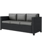 Deluxe 3 Seat Rattan Wicker Sofa Garden Outdoor Patio Furniture with Cushion, Grey