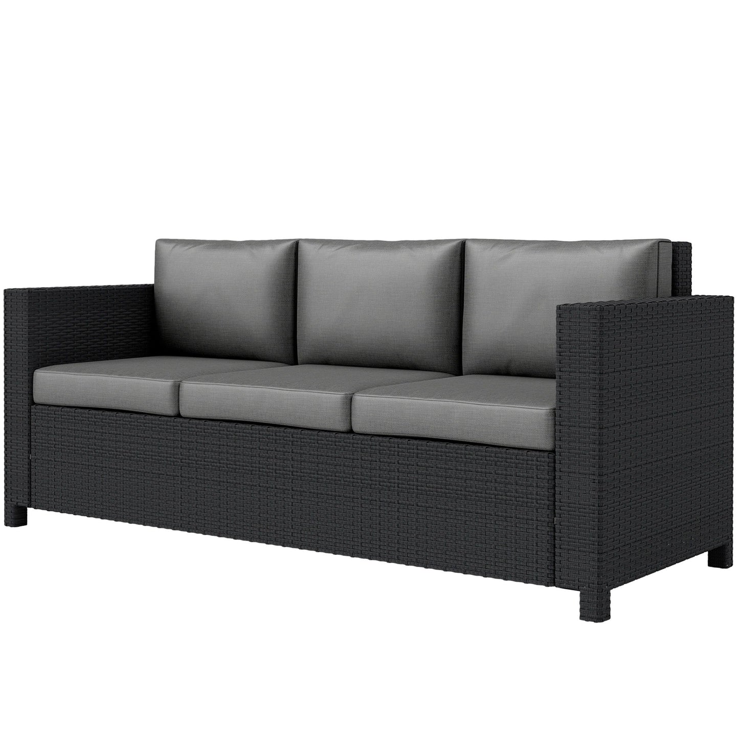 Deluxe 3 Seat Rattan Wicker Sofa Garden Outdoor Patio Furniture with Cushion, Grey