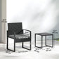 Outdoor Bistro Set, 3 Piece Wicker Patio Furniture Set with Glass Top Table and Cushions for Porch, Balcony, Dark Grey