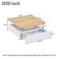 Square Rotating Coffee Table with Double-Layer Storage, Multi-Use Center Table for Living Area, 27.5'' L x 27.5'' W x 14'' H, White+Oak