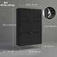 Modern Shoe Storage Cabinet with 3 Flip Drawers for 18 Pairs, Narrow Shoe Organizer for Entryway, Hallway, Black