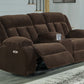 Free Wake - Double Relcining Power Loveseat With Console - Chocolate