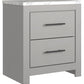 Cottonburg - Light Gray / White - Two Drawer Night Stand