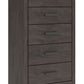 Prendonea - Charcoal - Five Drawer Chest