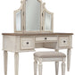 Realyn - White / Brown / Beige - Vanity/mirror/Stool (Set of 3)