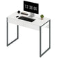 High Gloss Home Office Desk, 39" x 20" Computer Desk with 2 Drawers for Small Spaces, White and Grey