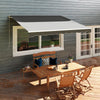 12'x10' Electric Retractable Awning, UV Protection Sun Shade Shelter w/ Remote Controller for Deck Balcony Yard, Grey