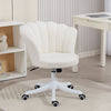 Office Chair, Armless Swivel Desk Chair with Adjustable Height, Backrest, Tilt Function for Office, Vanity, Cream White