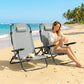 Set of 2 Beach Chair 5-Position Adjustable Folding Camping Chair with Headrest Armrests Light Grey - Light Grey