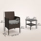 Wicker Bistro Set, 3 Piece Patio Furniture Set with 2-Tier Glass Top Table, Cushions for Balcony, Porch, Dark Grey