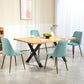 Upholstered Dining Chairs Set of 4, Velvet Accent Chair with Back and Wood-grain Steel Leg for Kitchen, Light Green