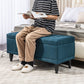 Tufted Linen Storage Bench for Bedroom - Blue