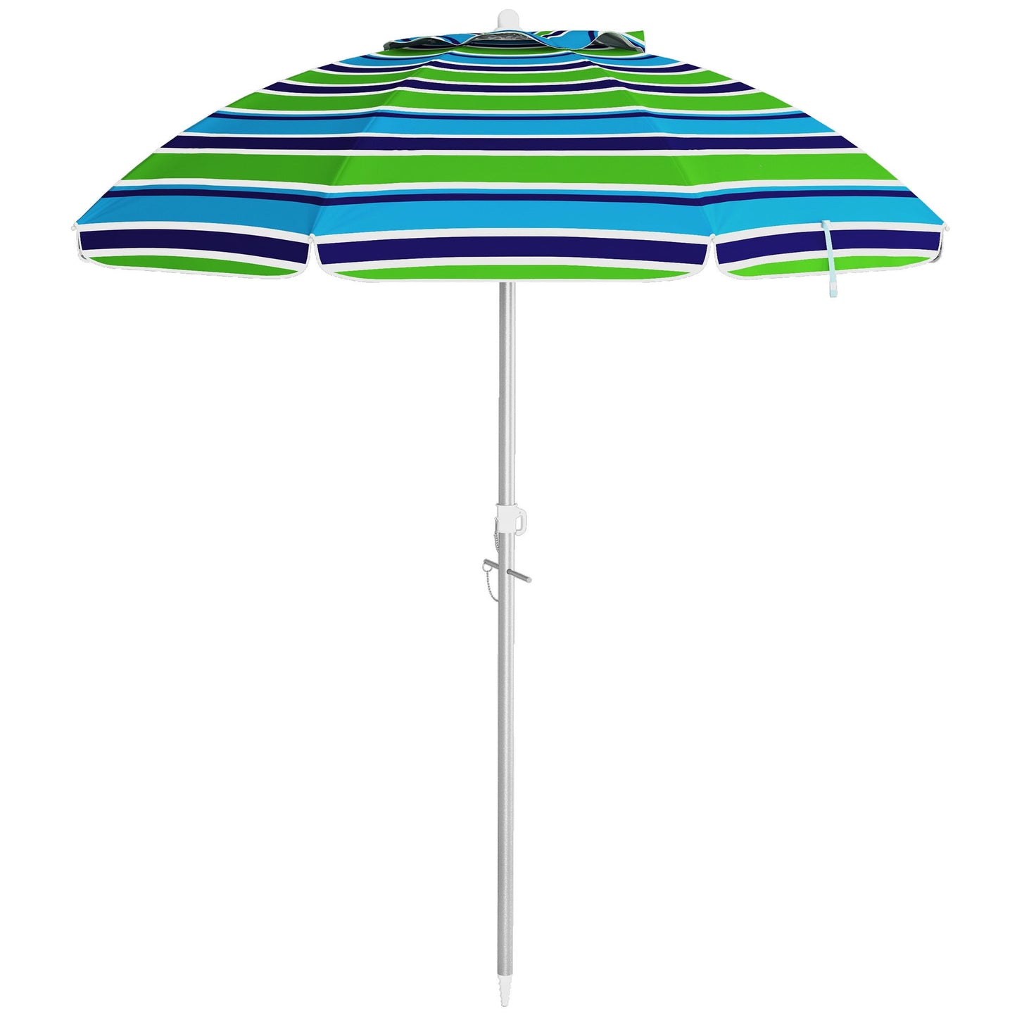 6ft Travel Beach Umbrella with Sand Anchor Height Adjustable Sun Umbrella with Tilt Bag 40+ UV Protection Multicolour