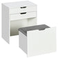 Vanity Set with Flip Top Mirror, Makeup Vanity Desk with Stool, Dressing Table with Drawer and 7 Compartments, White