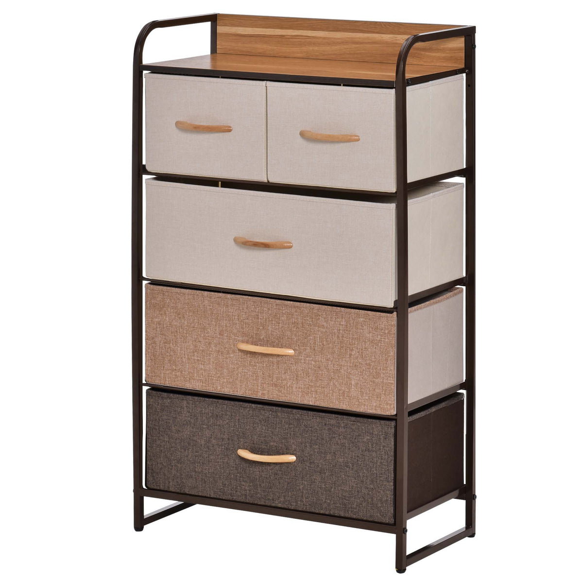 Dresser for Bedroom with 5 Drawers, Chest of Drawers with Metal Frame, Fabric Dresser for Living Room, Multi-Coloured