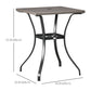 Patio Wicker Dining Table with Umbrella Hole, 34 Inch Outdoor PE Rattan Coffee Table with Plastic Board Under the Woven Table Top for Patio, Garden, Balcony, Light Grey