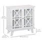 Sideboard Cabinet with Fretwork Doors - White