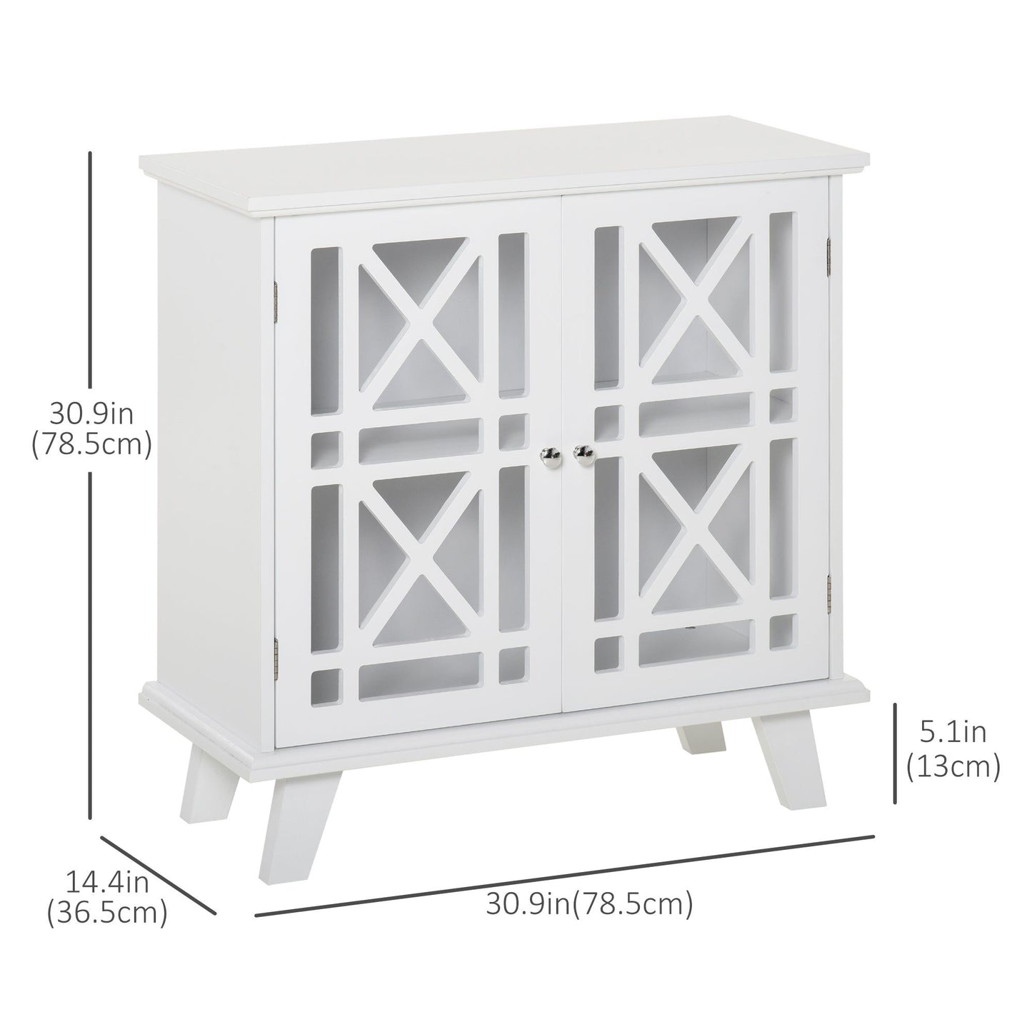 Sideboard Cabinet with Fretwork Doors - White