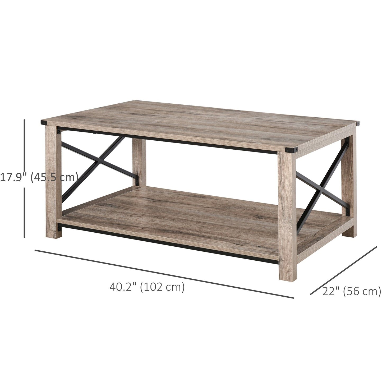 Industrial Coffee Table with Storage Shelf