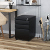 3 Drawer Filing Cabinet, Lockable Office Storage Cabinet on Wheels for Legal, Letter, A4 Files, Black