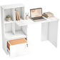 Computer Desk, Office Desk with Bookshelf, File Drawer and Legal Hanging File Holders, White Wood Grain
